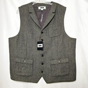 🛑 NWT Joseph Abboud Mens Blue & Gray Classic Wool Blend Tweed Vest Size XXL